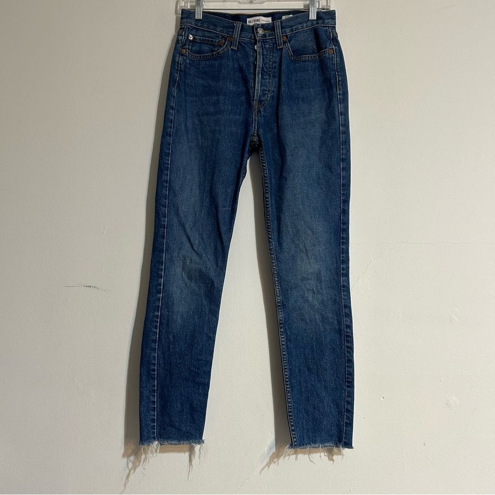 Re/Done Originals High Rise Ankle Crop Dark Wash Jeans Size 27